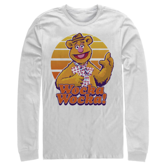 Men's The Muppets Fozzie Retro Bear  Adult Long Sleeve Shirt