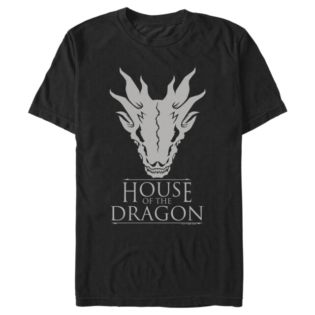 Men's Game of Thrones: House of the Dragon White Dragon Skull Logo  Adult T-Shirt