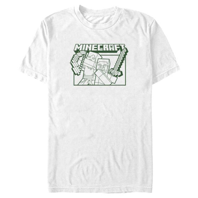 Men's Minecraft Steve and Alex Attack  Adult T-Shirt