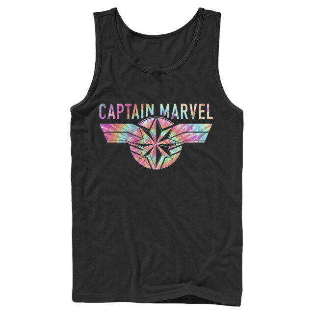 Men's Marvel Captain Marvel Logo Banner Tie Dye Colors  Adult Tank Top
