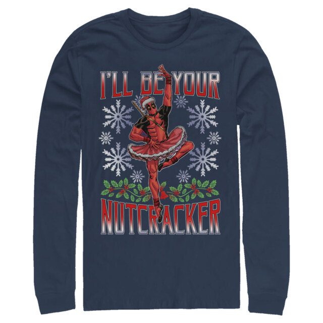 Men's Marvel Christmas Deadpool Nutcracker  Adult Long Sleeve Shirt