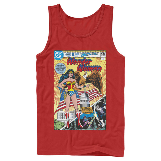 Men's Justice League Vintage Huntress Comic Cover  Adult Tank Top