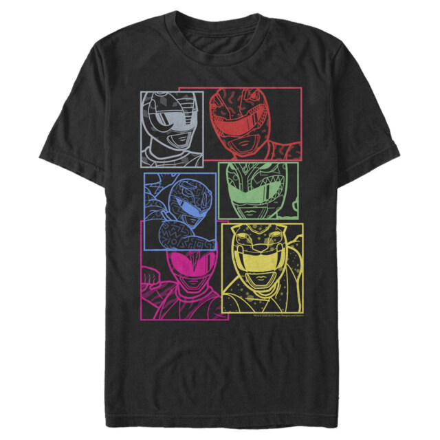 Men's Power Rangers Neon Boxes  Adult T-Shirt