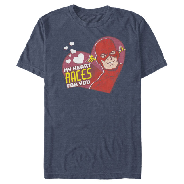 Men's The Flash Valentine's Day My Heart Races for You  Adult T-Shirt