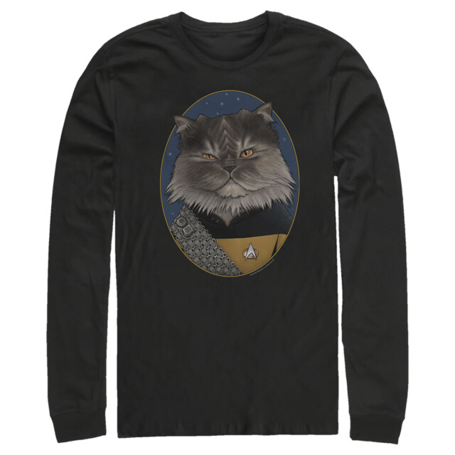 Men's Star Trek: The Next Generation Lieutenant Commander Worf Cat  Adult Long Sleeve Shirt
