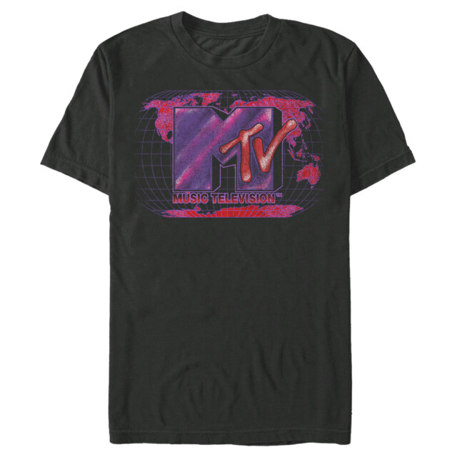 Men's MTV Dot Print Globe Logo  Adult T-Shirt