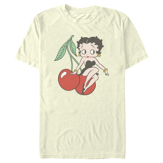 Men's Betty Boop Cherries Betty Distressed  Adult T-Shirt