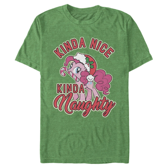 Men's My Little Pony: Friendship is Magic Christmas Pinkie Pie Naughty or Nice  Adult T-Shirt