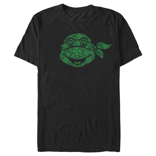 Men's Teenage Mutant Ninja Turtles St. Patrick's Day Michelangelo Shamrock Fill  Adult T-Shirt