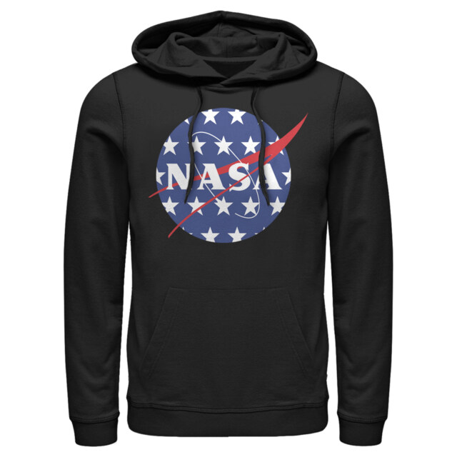 Men's NASA American Flag Large Stars Logo  Adult Pull Over Hoodie