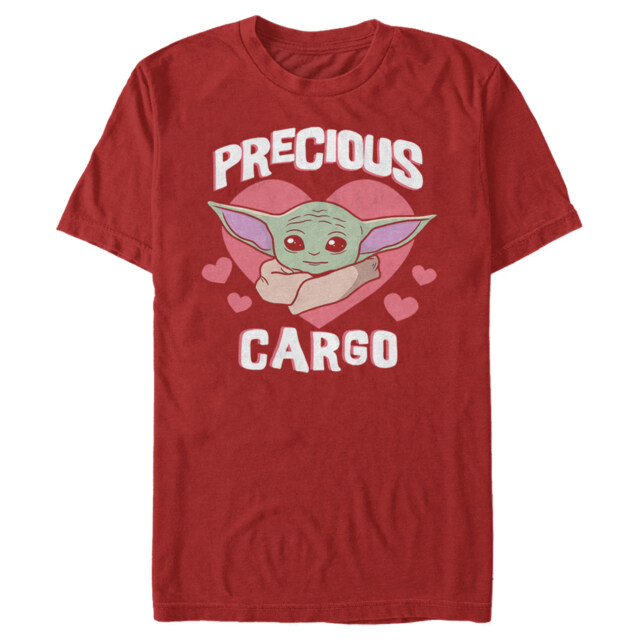 Men's Star Wars: The Mandalorian Valentine's Day The Child Precious Cargo  Adult T-Shirt