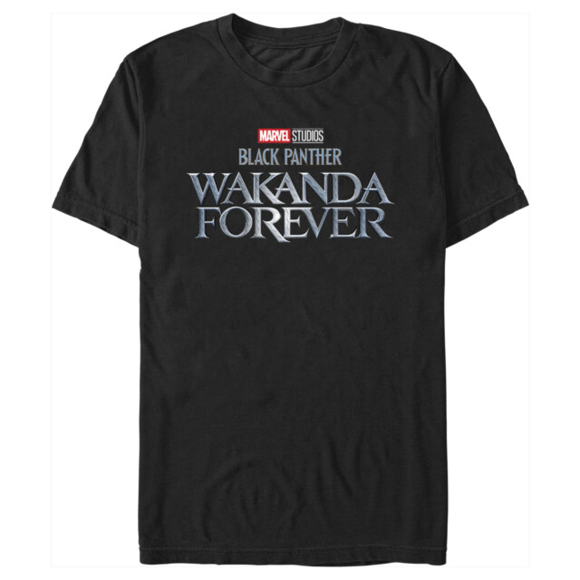 Men's Marvel: Black Panther: Wakanda Forever Metallic Movie Logo  Adult T-Shirt
