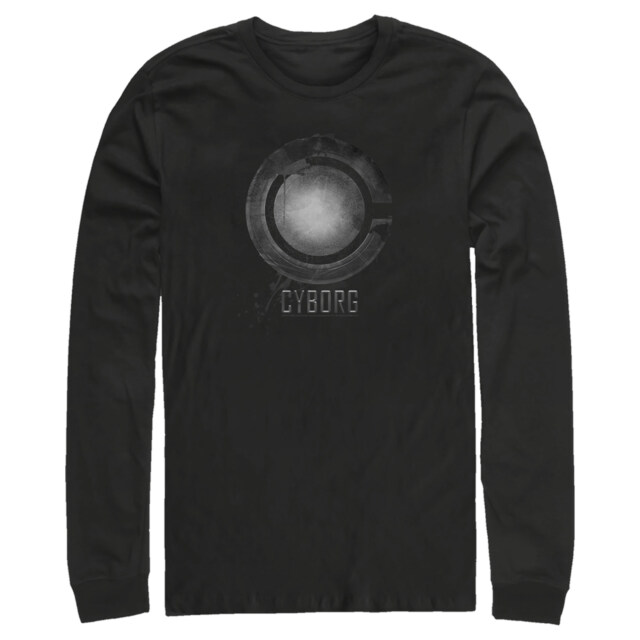 Men's Zack Snyder Justice League Cyborg Silver Logo  Adult Long Sleeve Shirt