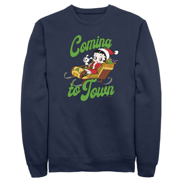 Men's Betty Boop Christmas Coming to Town Pudgy  Adult Sweatshirt