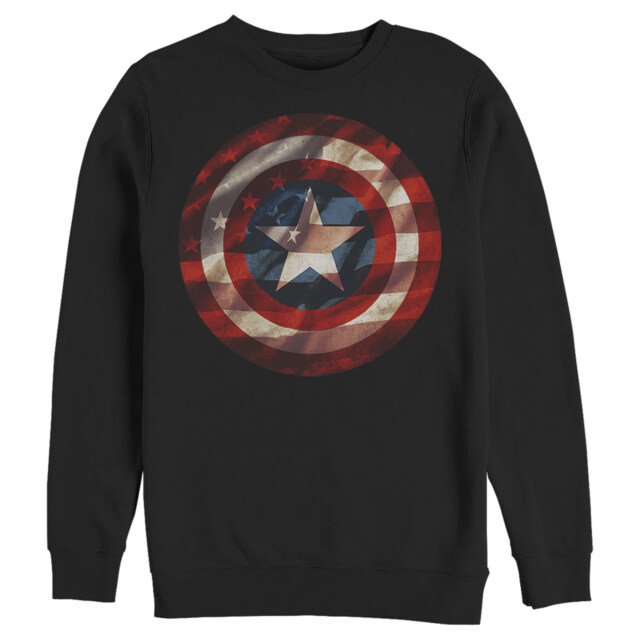 Men's Marvel Captain America Avengers Shield Flag  Adult Sweatshirt
