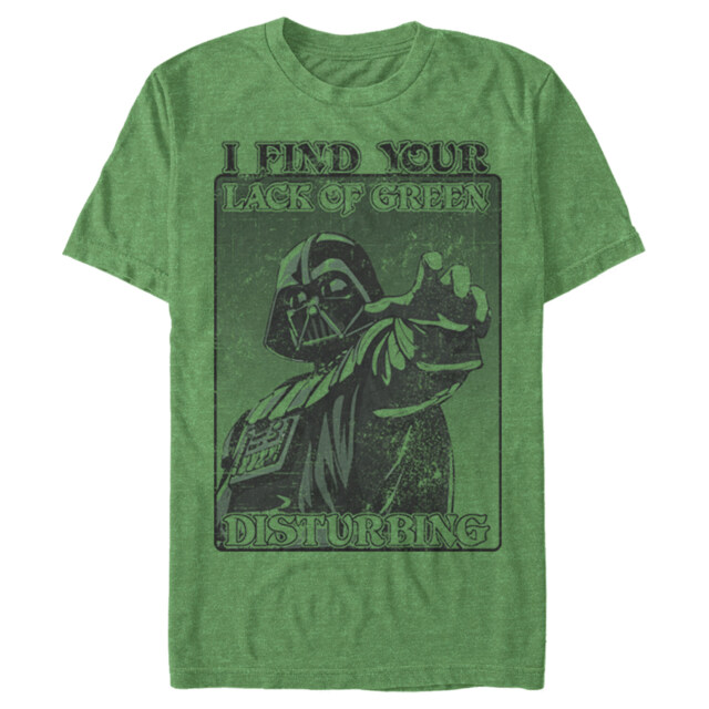 Men's Star Wars Darth Vader St. Patrick's Day Lack of Green  Adult T-Shirt