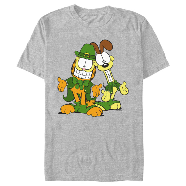 Men's Garfield St. Patrick's Day Odie and Garfield Leprechaun Duo  Adult T-Shirt