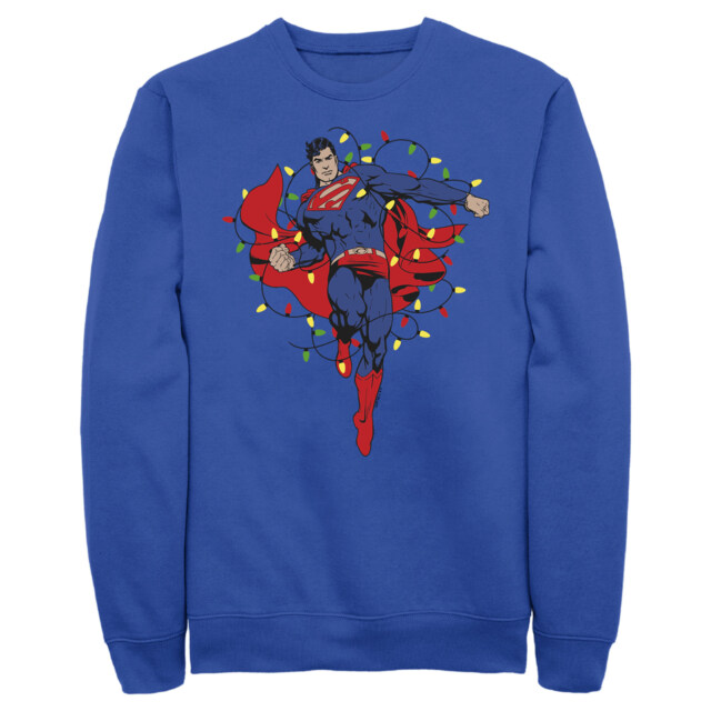 Men's Superman Christmas Lights  Adult Sweatshirt