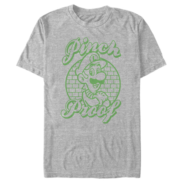 Men's Nintendo Super Mario St. Patrick's Day Pinch Proof Luigi  Adult T-Shirt