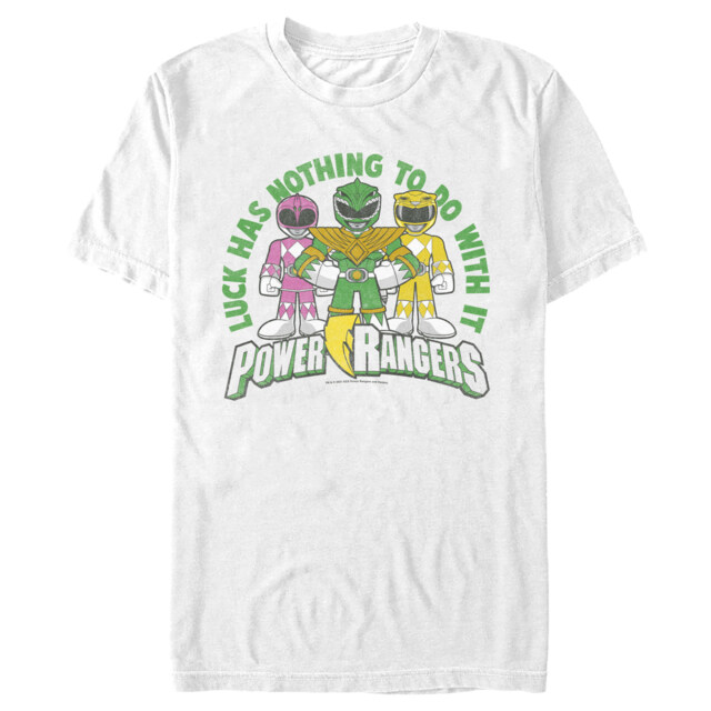 Men's Power Rangers St. Patrick's Day Luck has Nothing to do with It  Adult T-Shirt