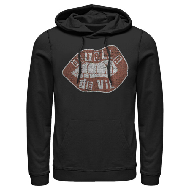 Men's Cruella Distressed Red Lips Logo  Adult Pull Over Hoodie