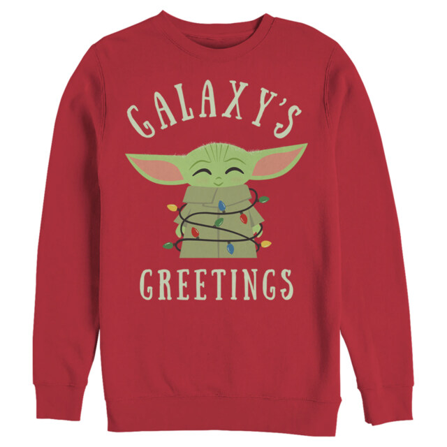 Men's Star Wars The Mandalorian Christmas The Child Greetings  Adult Sweatshirt