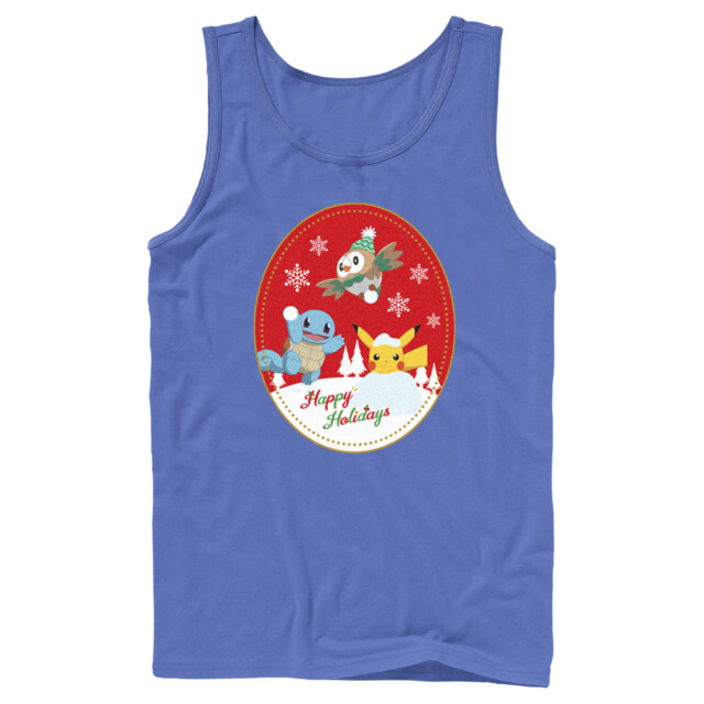 Men's Pokemon Christmas Happy Holidays Patch  Adult Tank Top