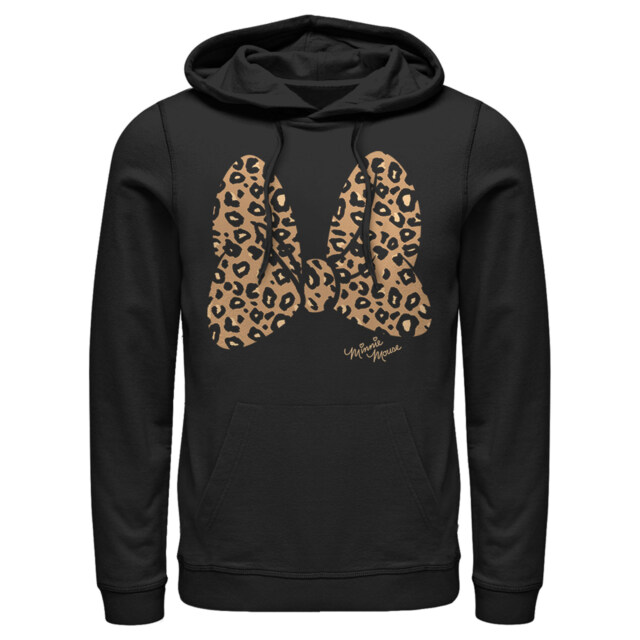 Men's Mickey & Friends Cheetah Print Minnie Mouse Bow  Adult Pull Over Hoodie