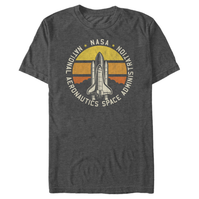 Men's NASA Rocket Ship Sunset Circle Logo  Adult T-Shirt