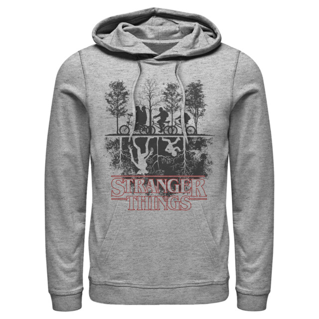 Men's Stranger Things Biking in Upside Down  Adult Pull Over Hoodie