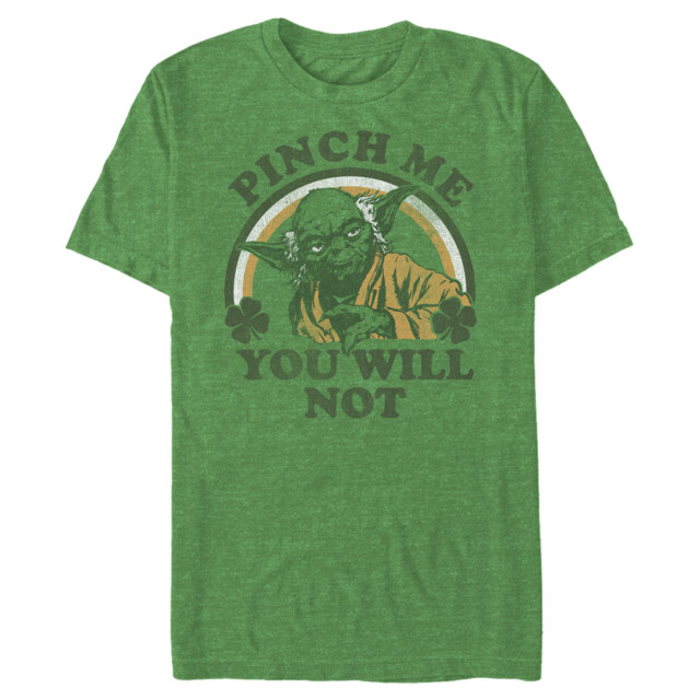 Men's Star Wars Yoda St. Patrick's Day Pinch Me You Will Not  Adult T-Shirt
