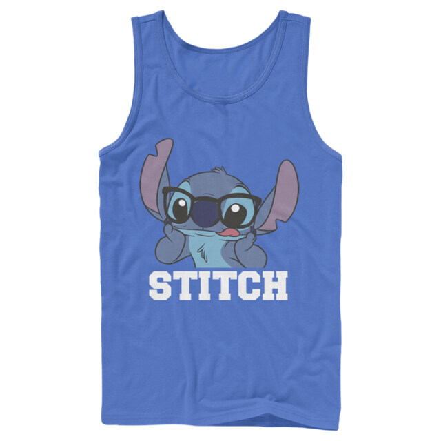 Men's Lilo & Stitch Silly Black Glasses  Adult Tank Top