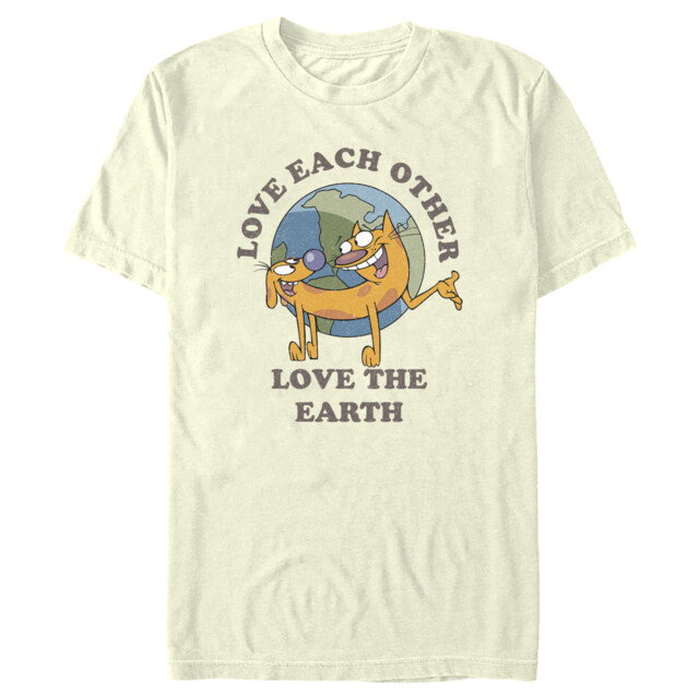 Men's Catdog Love the Earth  Adult T-Shirt