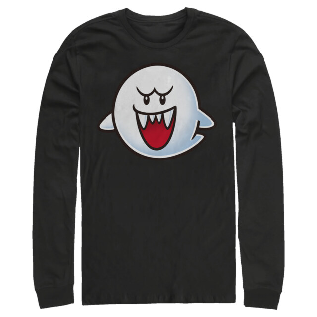 Men's Nintendo Mario Boo Ghost Smile  Adult Long Sleeve Shirt