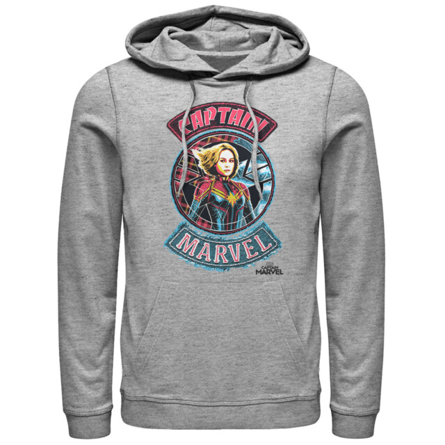 Men's Marvel Captain Marvel Hero Patch  Adult Pull Over Hoodie