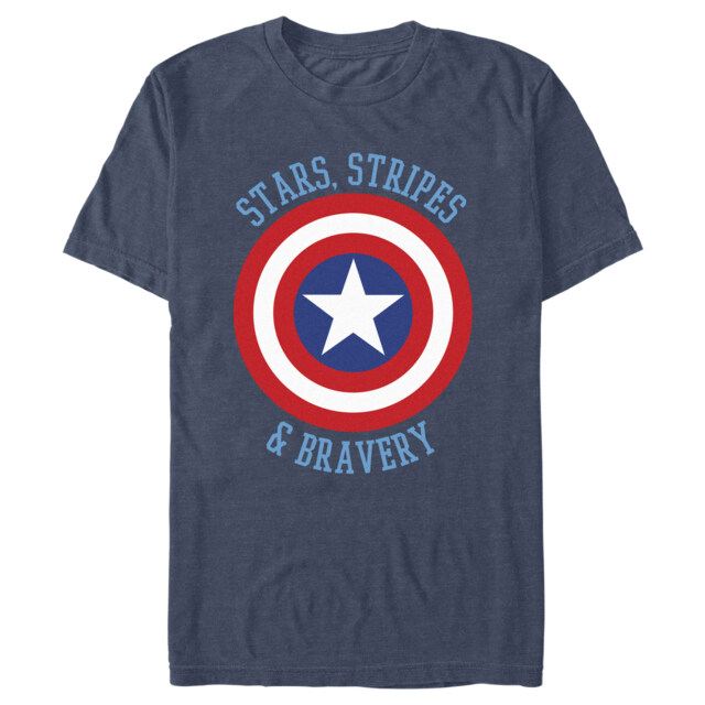 Men's Marvel Avengers Captain America Stars Stripes & Bravery  Adult T-Shirt