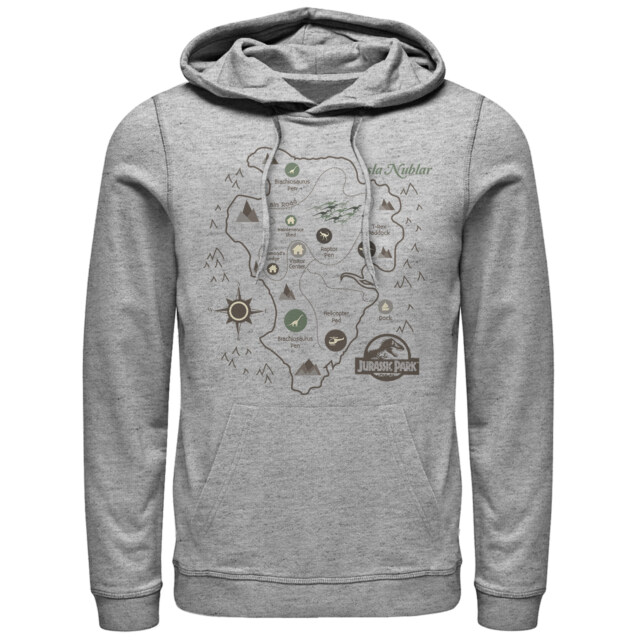 Men's Jurassic Park Isla Nublar Map  Adult Pull Over Hoodie