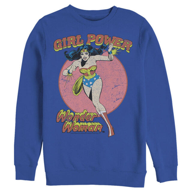 Men's Justice League Running Girl Power Text Poster  Adult Sweatshirt