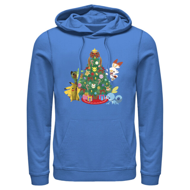 Men's Pokemon Christmas Tree Friends  Adult Pull Over Hoodie