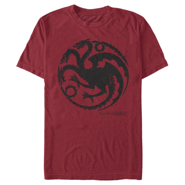 Men's Game of Thrones Targaryen Dragon Symbol Cardinal  Adult T-Shirt