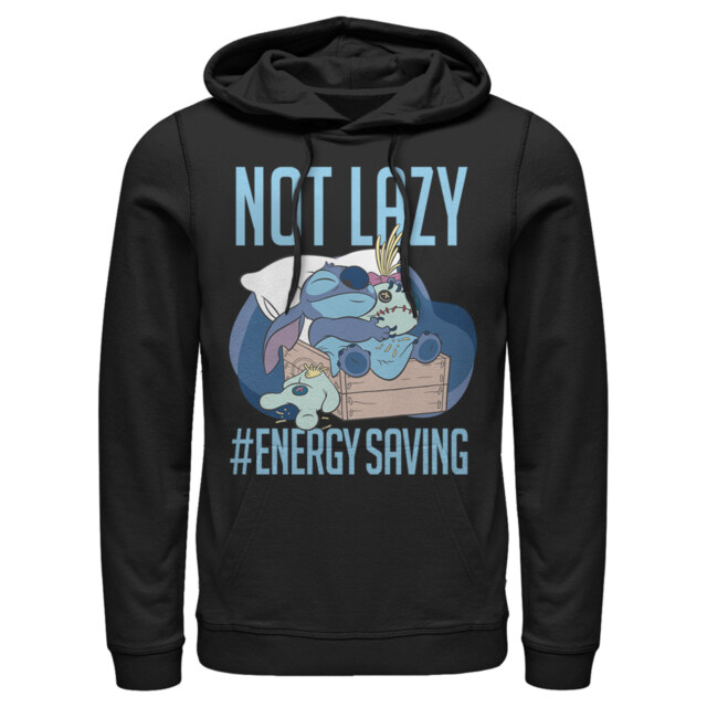 Men's Lilo & Stitch Not Lazy, Saving Energy  Adult Pull Over Hoodie