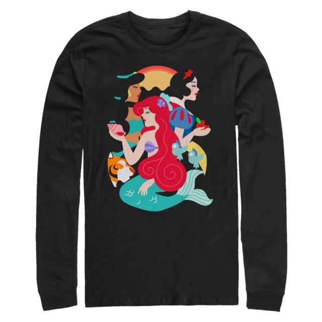 Men's Disney Princesses Cartoon Profile  Adult Long Sleeve Shirt