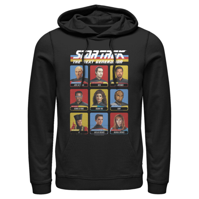 Men's Star Trek: The Next Generation Starfleet Crew Portraits Playing Cards Frame  Adult Pull Over Hoodie