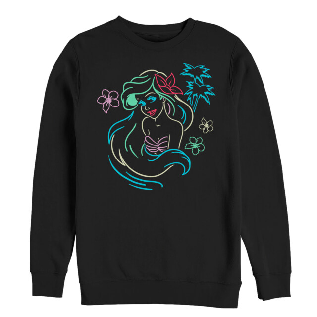 Men's The Little Mermaid Ariel Neon Light Print  Adult Sweatshirt