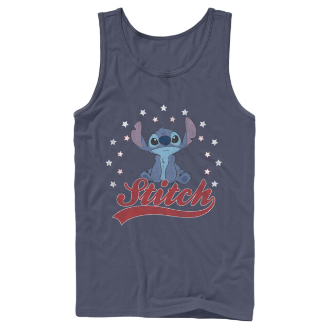 Men's Lilo & Stitch Red, White, and Blue Stars  Adult Tank Top