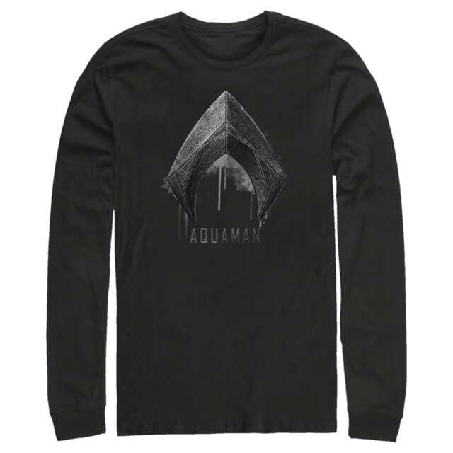 Men's Zack Snyder Justice League Aquaman Silver Logo  Adult Long Sleeve Shirt