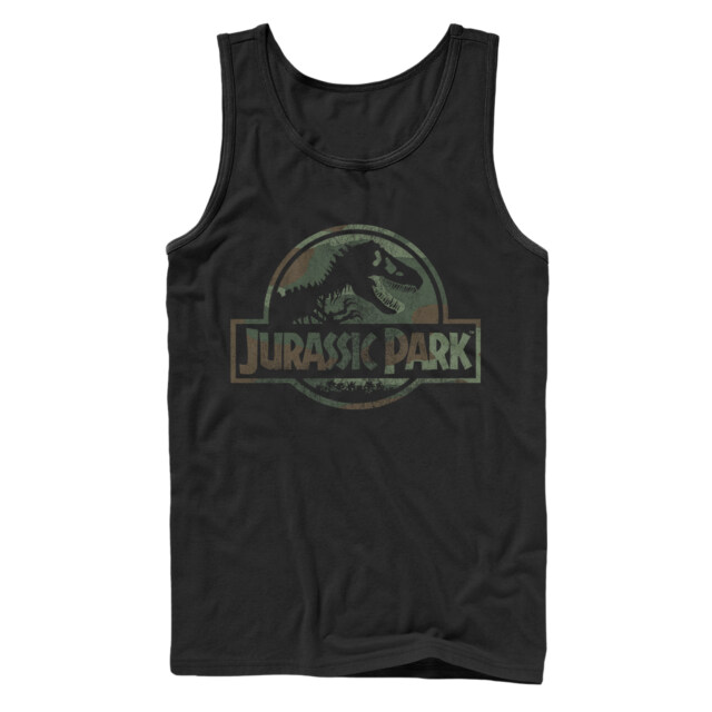 Men's Jurassic Park Dark Camo Logo  Adult Tank Top
