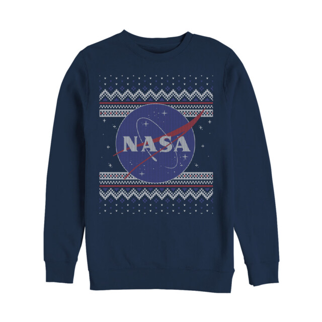 Men's NASA Ugly Christmas Logo Print  Adult Sweatshirt