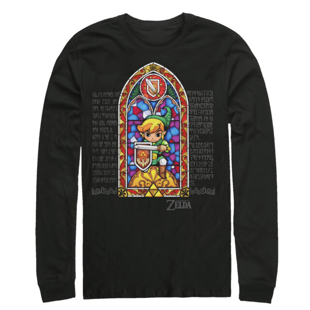Men's Nintendo Legend of Zelda Stained Glass  Adult Long Sleeve Shirt