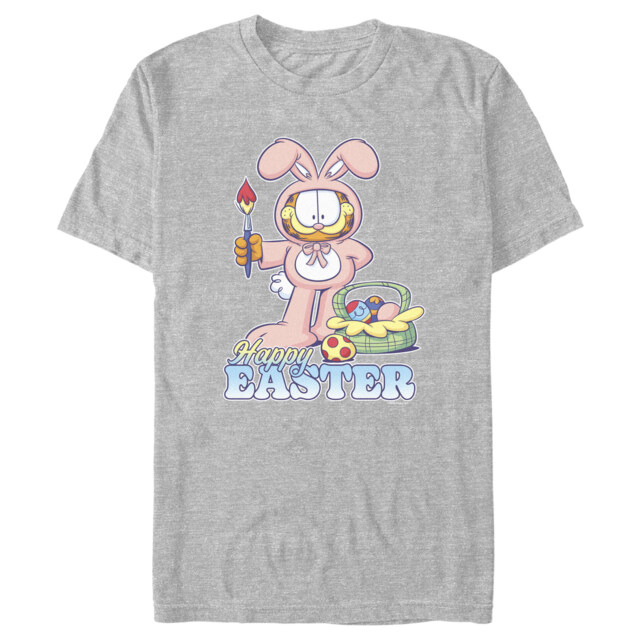 Men's Garfield Happy Easter Bunny Ears Cat  Adult T-Shirt